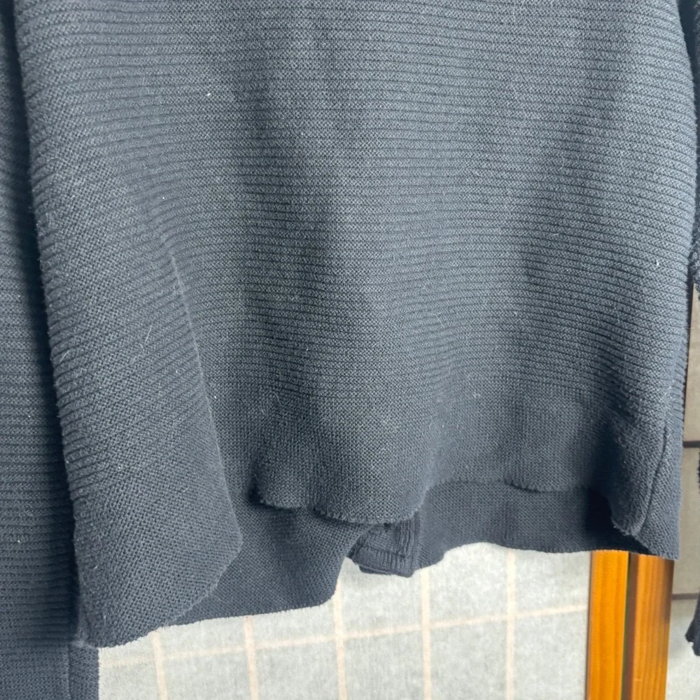 VTG Y2K Habitat Womens Ribbed Cotton Button Front Cardigan Sweater‎ Black ML